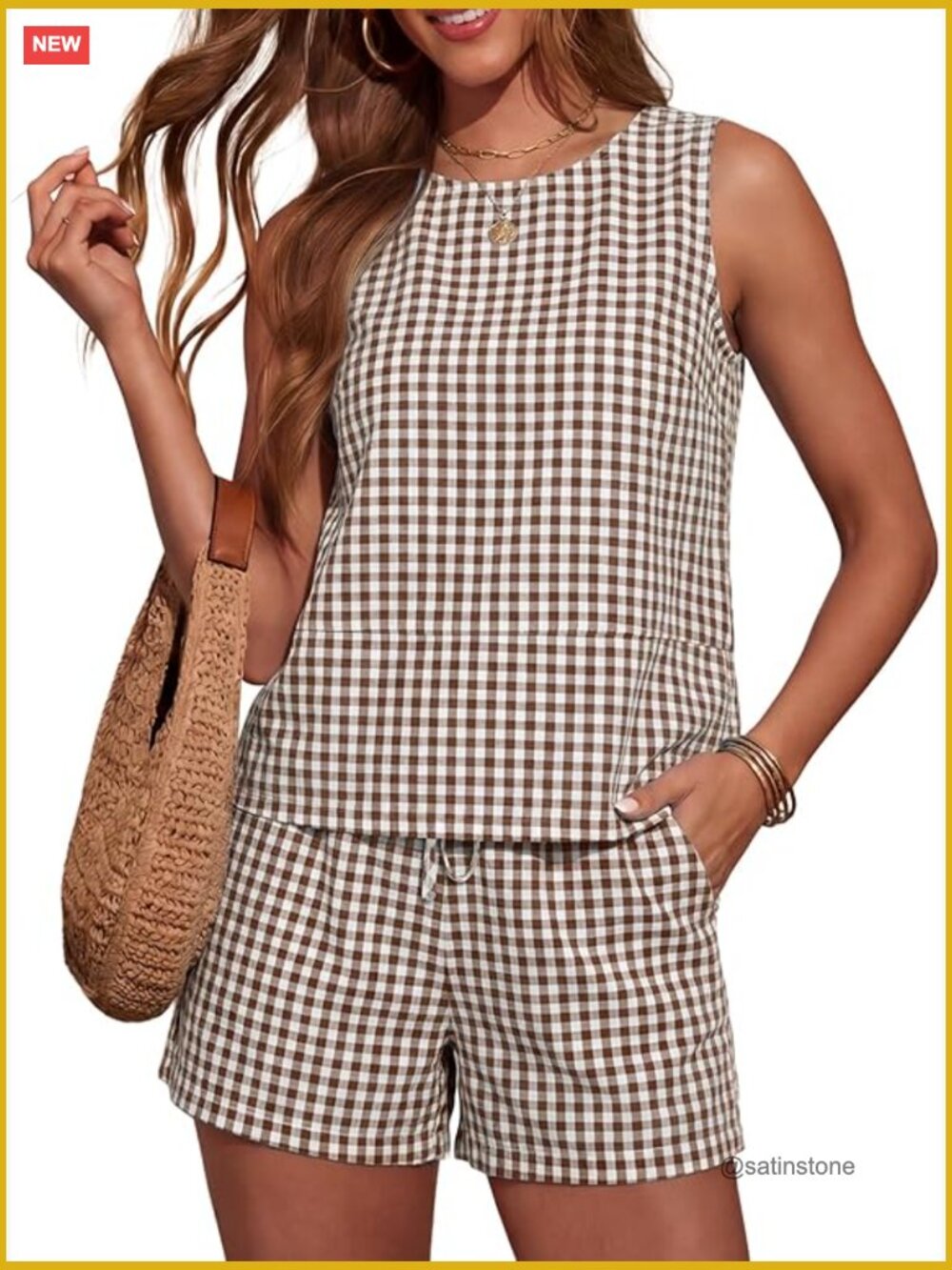 Trendy 2 Piece Shorts Set Sleeveless Tank Top Matching Pockets